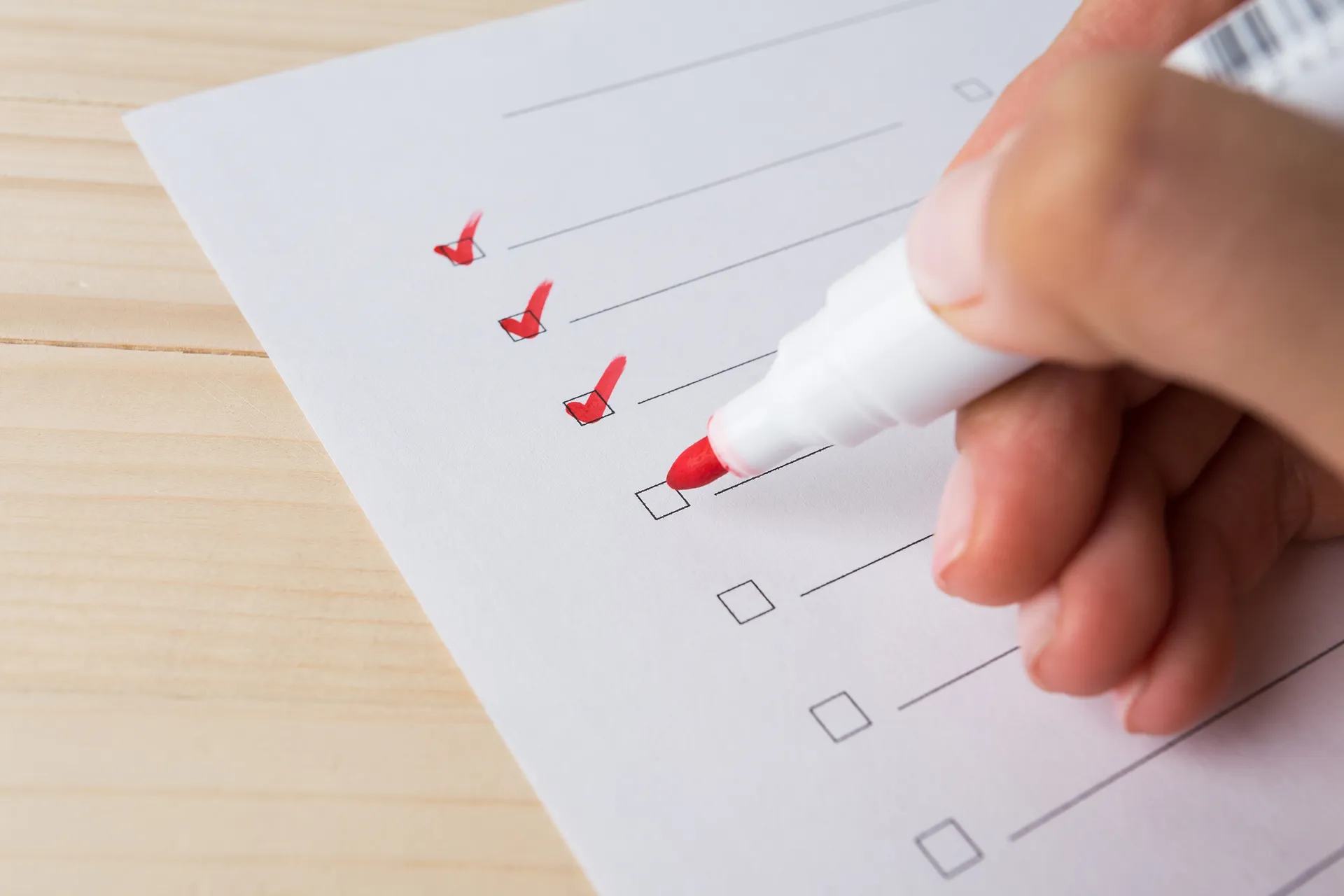 checklist, hand, pen